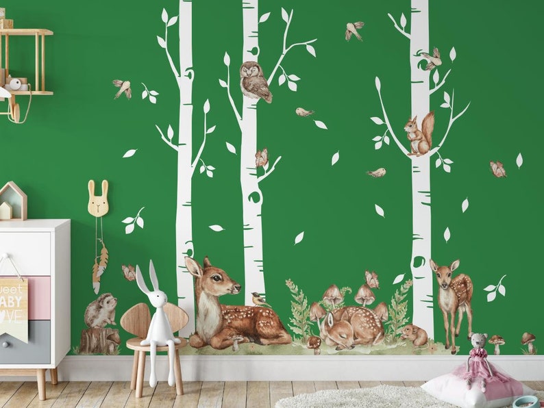 LAS wall stickers forest deer trees squirrel owl image 2