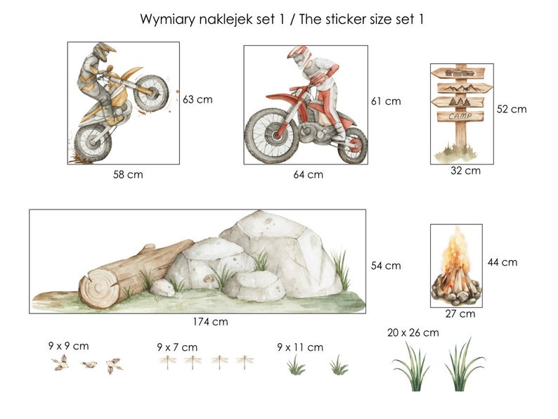 Motorfietsen CROSS muurstickers voor jongenskamer, bossticker, kinderkamer wanddecoratie afbeelding 6