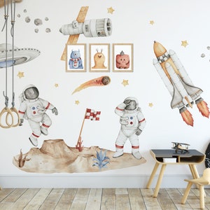 Space wall sticker for kids room, ROCKETS, PLANET astronauts wall decal space sticker for wall