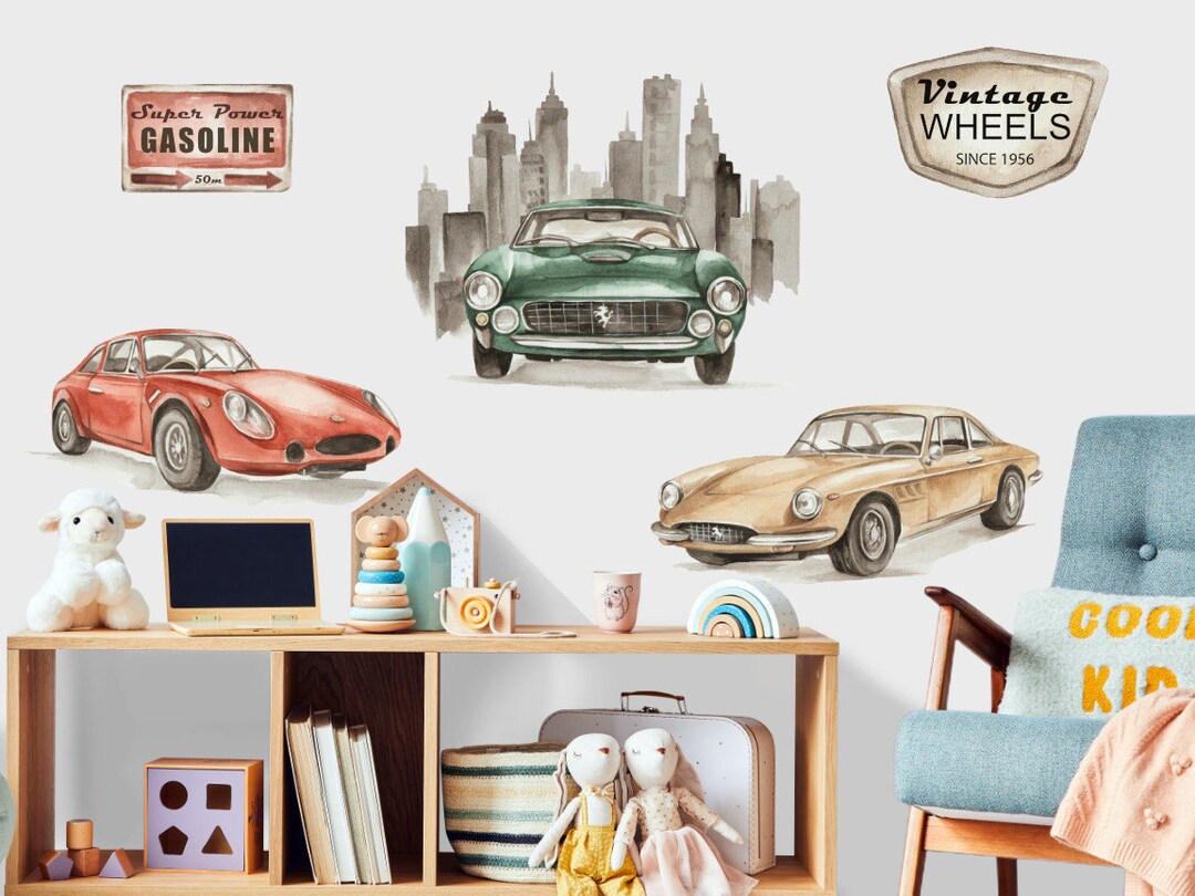 Vintage Cars Wall Sticker for Boys Room Wall Stickers Kids Cars for Boy ...