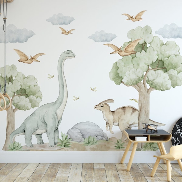 Dinosaur wall stickers for kids brontosaur and friends XXL