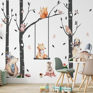 Stickers muraux forêt pour enfants décoration animaux dans la forêt image 4