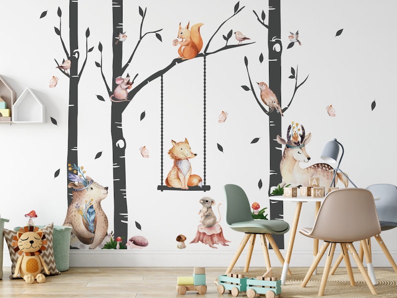 Stickers muraux forêt pour enfants décoration animaux dans la forêt image 4