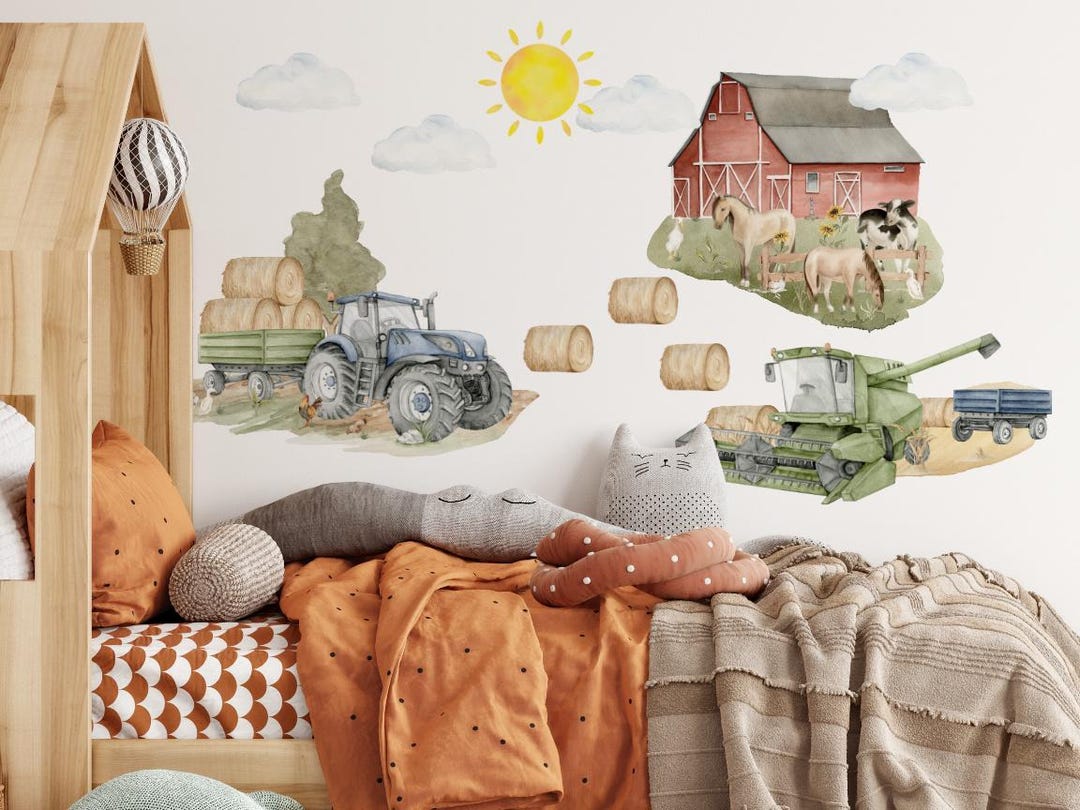 Tractor animals farm wall stickers for kids