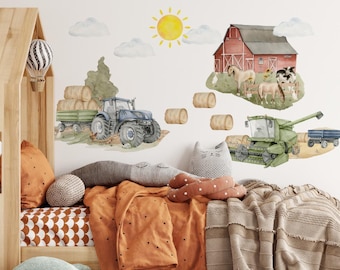 Tractor animals farm wall stickers for kids