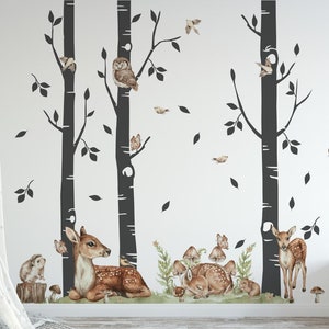 LAS wall stickers forest deer trees squirrel owl