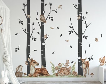 LAS wall stickers forest deer trees squirrel owl