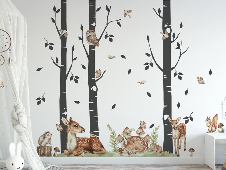 LAS wall stickers forest deer trees squirrel owl image 1