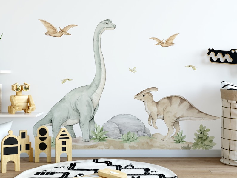 Naklejki na ścianę DINOZAURY brontosaur XL for kids t-rex dinosaur on the wall zdjęcie 3