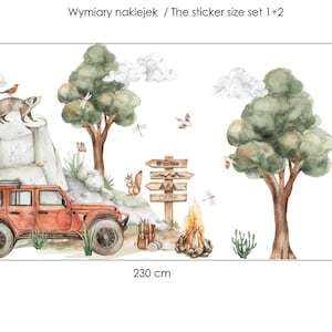 Wall stickers for a boy's room, jeep, off-road car, trees, forest, animals, XL wall decal nursery room image 6
