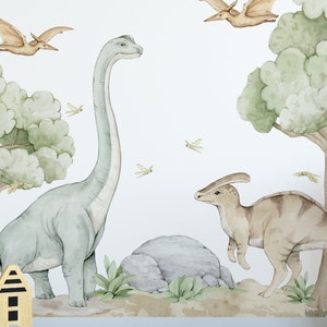Naklejki na ścianę DINOZAURY brontosaur XL for kids t-rex dinosaur on the wall zdjęcie 2