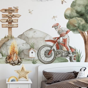 Motorfietsen CROSS muurstickers voor jongenskamer, bossticker, kinderkamer wanddecoratie afbeelding 2