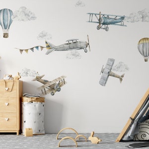 Stickers muraux avions ballons et nuages pour chambre d'enfant image 2