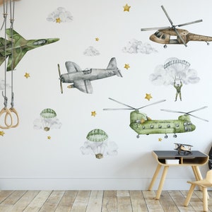 Military planes clouds stars wall stickers for a child
