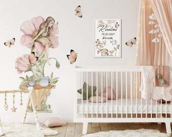 Girl's room wall sticker Princess rose butterflies Naklejka na ścianę księżniczka dla dziewczynki