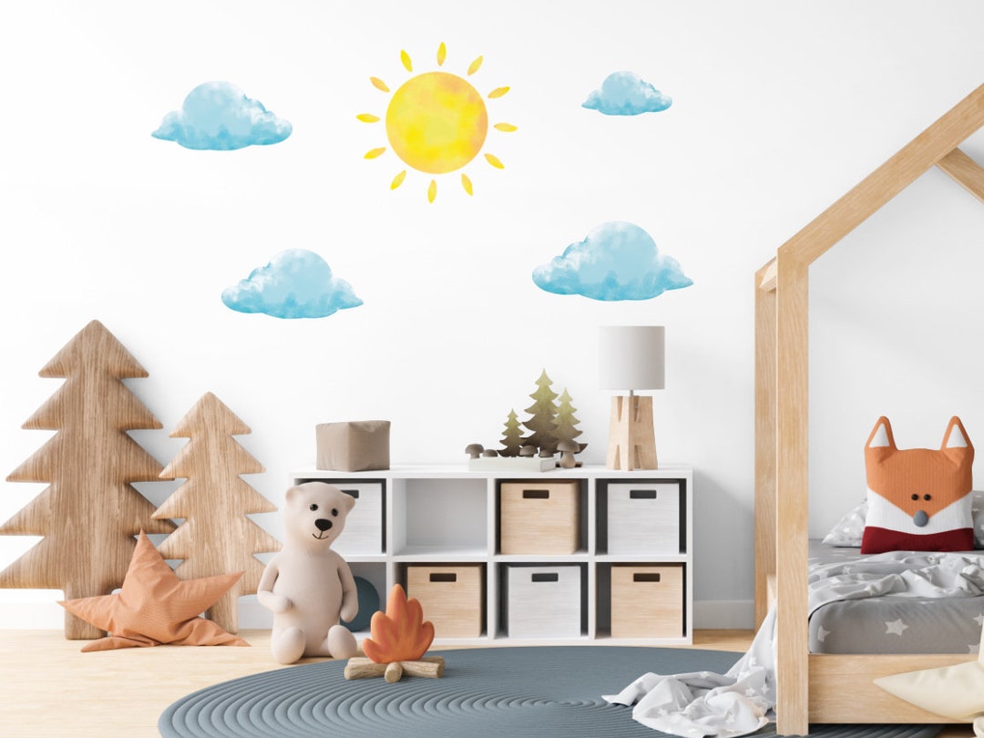 Wall Stickers for Children SUN and CLOUDS Wall Stickers Etsy