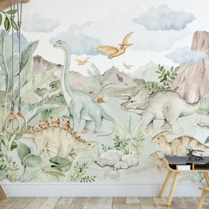 DINOSAURS TRICERATOPS BRONTOSAUR dinosaur wallpaper for kids room