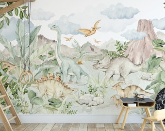 Tapeta na ścianę DINOZAURY TRICERATOPS BRONTOSAUR dinosaur wallpaper for kids room