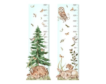 Forest Wall Stickers MEASURE OF GROWTH STICKER with rabbit or deer