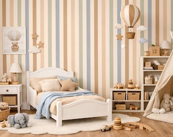Colorful stripes wallpaper for a child's room / Non-woven or self-adhesive stripes wallpaper
