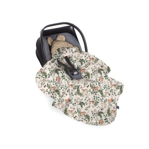 Baby car BLANKET for kids Animals Garden - Beige, blanket for car seat beige with animals swaddle