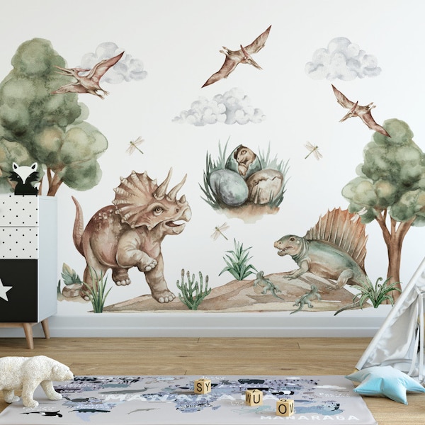 Dinosaur wall sticker for boys room DINO JURASSIC PARK tricetatops wall stickers