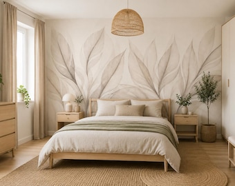 Floral wallpaper for living room bedroom boho style delicate leaves peel and stick or non woven wallpaper