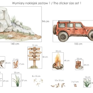 Wandaufkleber für ein Jungenzimmer, Jeep, Geländewagen, Bäume, Wald, Tiere, XL-Wandaufkleber Kinderzimmer Bild 4