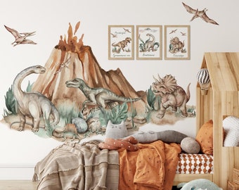 DINOSAUR WALL STICKER vulcano t-rex jurassic park