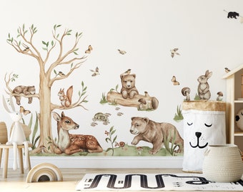 Forest wall stickers for children BIG SIZE XXL teddy bear, deer, rabbit, forest