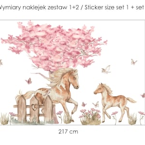Stickers muraux fille CHEVAUX PAPILLONS FLEURS / Stickers muraux fille chevaux papillons fleurs Set 1 + Set 2