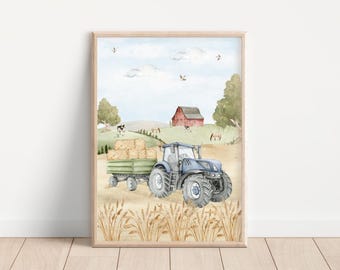TRACTOR in the field wall poster