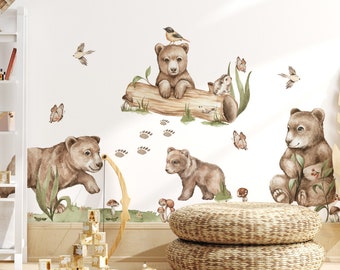 Wall decal teddy bear for kids naklejki dla dzieci na ścianę MISIE leśne jeż LAS rodzina misia