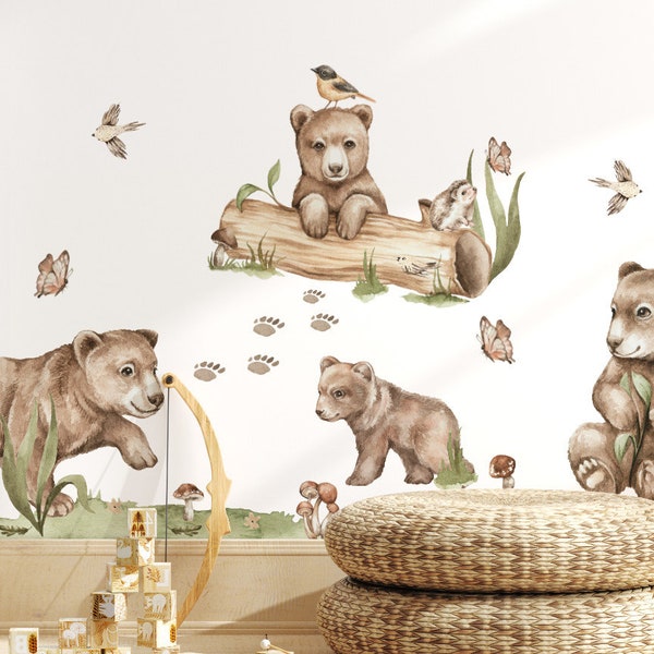 Wall decal teddy bear for kids stickers for kids on the wall FOREST bears forest hedgehog LAS family bear