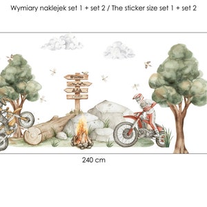 Motorfietsen CROSS muurstickers voor jongenskamer, bossticker, kinderkamer wanddecoratie Set 1 + Set 2