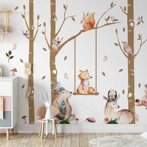 Stickers muraux forêt pour enfants décoration animaux dans la forêt image 5