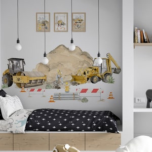 Wall stickers with CONSTRUCTION excavator crane