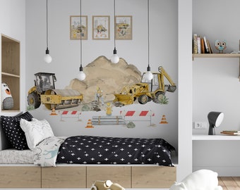 Wall stickers with CONSTRUCTION excavator crane