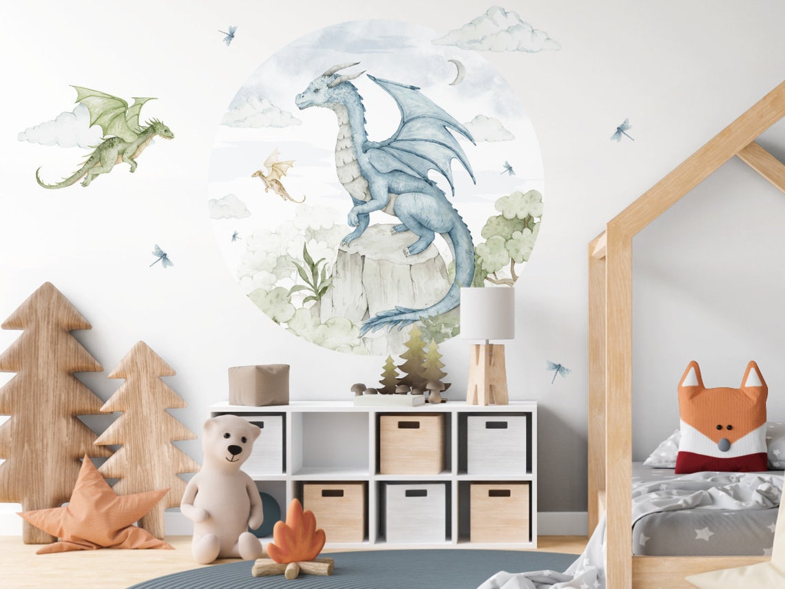 Dragons Nursery Wall Stickers Circle Clodus - Etsy