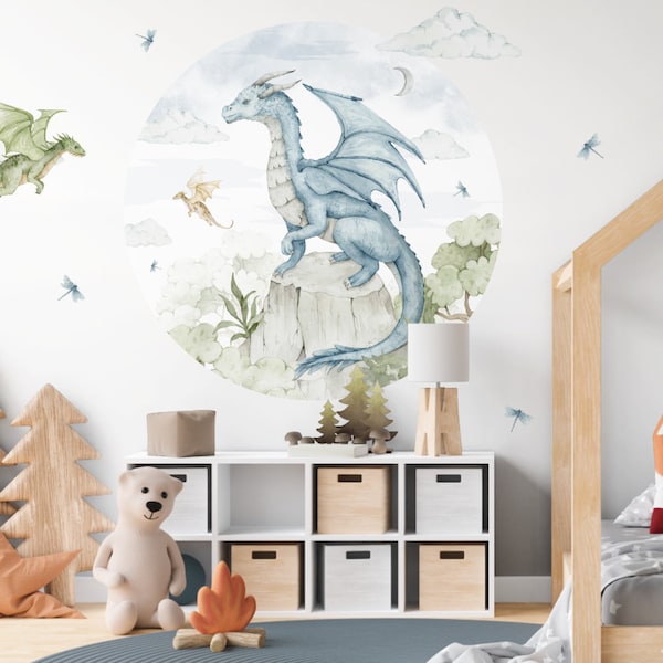 Dragons nursery wall stickers circle clodus