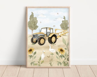 Wall poster FARM TRACTOR TRACTOR in the field