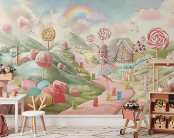 Sweet Candy wallpaper for a girl's room, a delicate princess in a fairy-tale world, Decoration for a girl's room