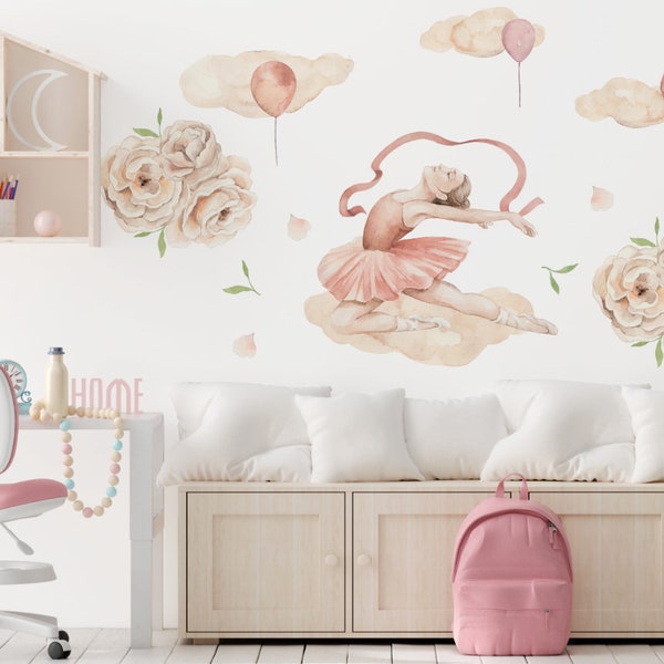 BALLET DRESS and flowers, wall stickers, CLOUDS, BALLOONS