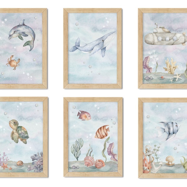 Sea posters on the wall Mermaid fish sea for the children's room