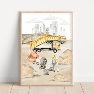 Wall poster construction dumper excavator crane