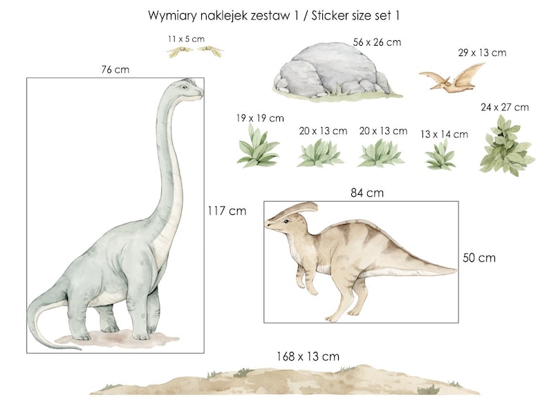 Naklejki na ścianę DINOZAURY brontosaur XL for kids t-rex dinosaur on the wall zdjęcie 4