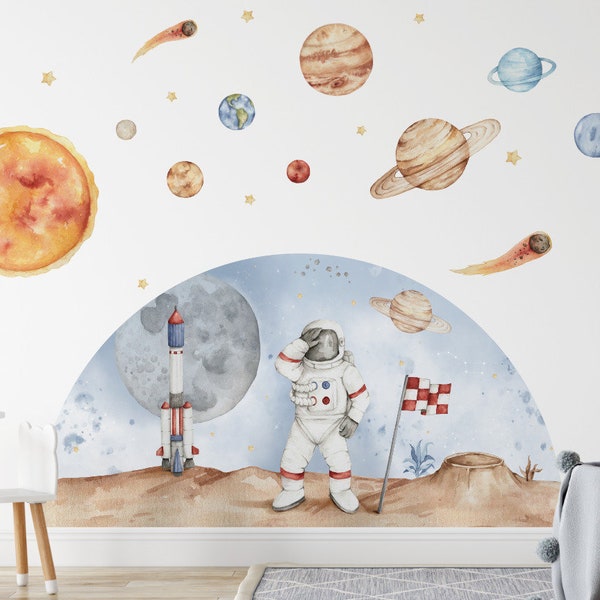 Space Wall Decal, Solar System Wall Sticker für Kinder, Planet Decal Sterne Kometen, STICKER AN DER WAND DES PLANETEN KOSMOS