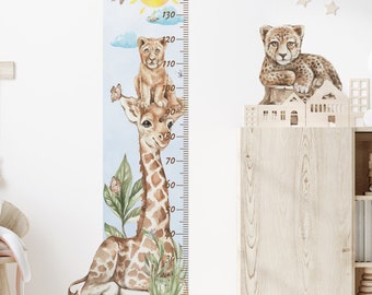 Wall sticker growth scoop SAFARI GIRAFFE LION