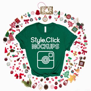 Bella Canvas 3001 Evergreen T-shirt Mockup / Bella 3001 Styled Christmas Photo / Holiday Mock up / Bella + Canvas 3001c Mock / 3001 v2