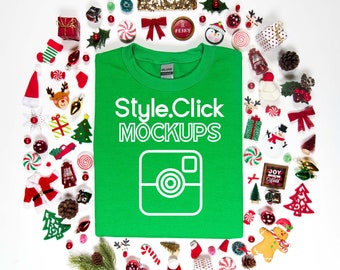 Irish Green Gildan 18000 Sweatshirt Mockup | Gildan Christmas Ball Ornament Shirt Mockup | Gildan G180 Irish Green Christmas Holiday Mock up